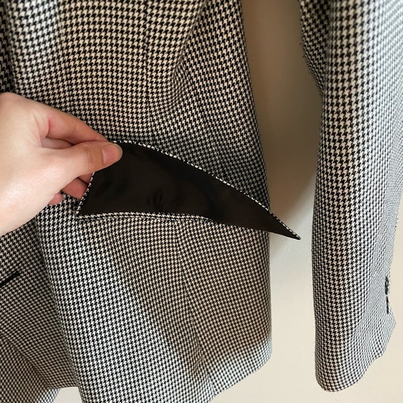 Vintage Oversized Double Breasted Blazer Black Houndstooth Size Small - Picture 5 of 13